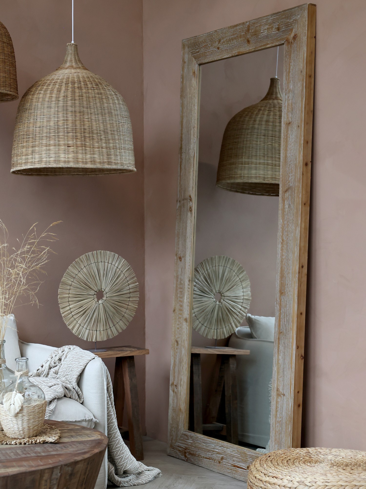 Přírodní antik nástěnné zrcadlo z recyklovaného dřeva Cilla - 95*5*210 cm Chic Antique Přírodní antik nástěnné zrcadlo z recyklovaného dřeva Cilla - 95*5*210 cm Chic Antique