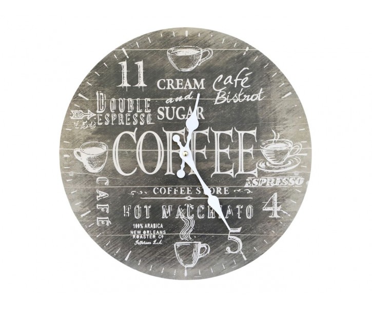 Mocca nástěnné hodiny Coffee – 34*3cm/ 1*AA Chic Antique