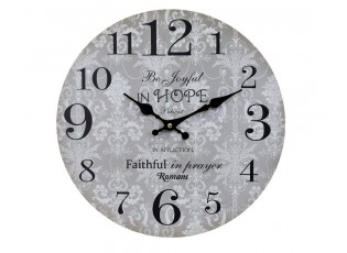 Šedé nástěnné hodiny Be Joyful in Hope – Ø 34 cm/ 1*AA