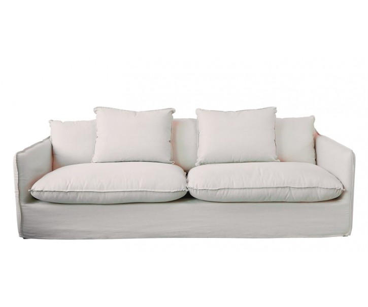 Přírodní lněná pohovka s 5ti polštáři Malo - 220*95*75 cm Chic Antique
