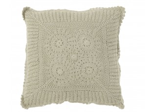 Světle zelený bavlněný polštář s krajkou Lace green - 42*12*42cm