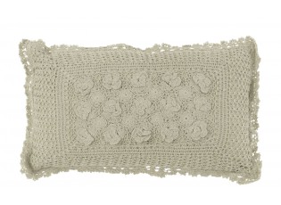 Světle zelený bavlněný polštář s krajkou Lace green - 50*10*30cm