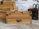 Přírodní dřevěný úložný box se 3mi přihrádkami a zásuvkou Gila - 30*13*13 cm Chic Antique