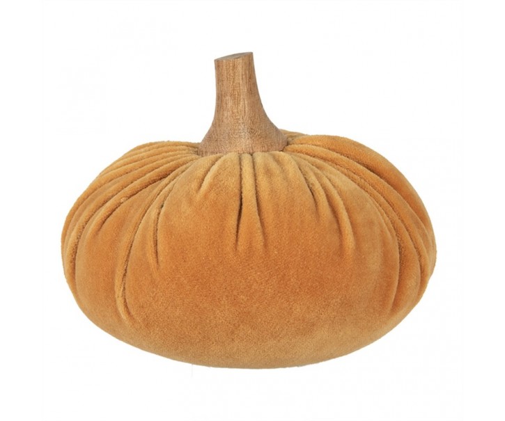 Oranžová textilní dekorace dýně Pumpkin L - Ø 15*12 cm Clayre & Eef