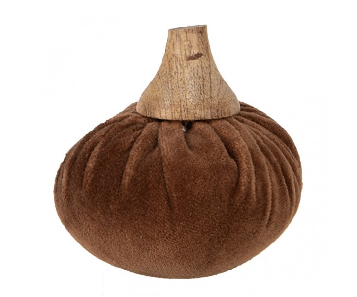 Hnědá textilní dekorace dýně Pumpkin S - Ø 9*8 cm Clayre & Eef