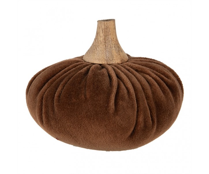 Hnědá textilní dekorace dýně Pumpkin M - Ø 12*10 cm Clayre & Eef