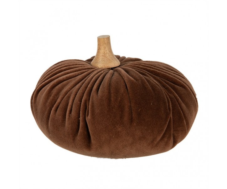 Hnědá textilní dekorace dýně Pumpkin XL - Ø 20*14 cm Clayre & Eef