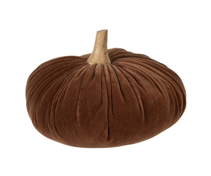 Hnědá textilní dekorace dýně Pumpkin XXL - Ø 25*16 cm Clayre & Eef