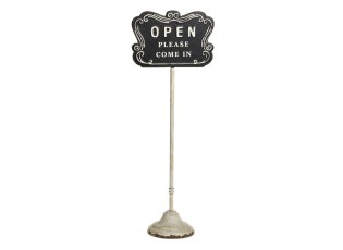 Černo-béžová antik litinová cedule Open/ Closed na noze – 25*15*70 cm