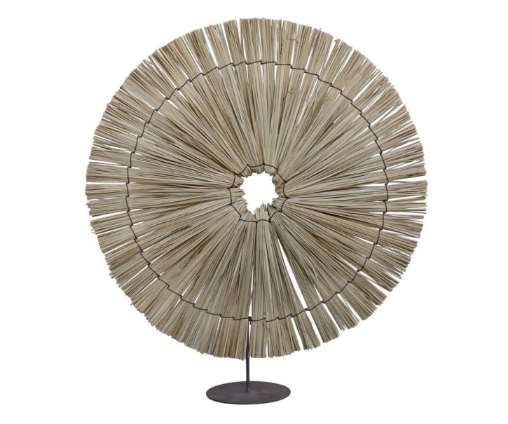 Stolní dekorace z mořské trávy ve tvaru kruhu na noze - 45*11*50 cm Chic Antique