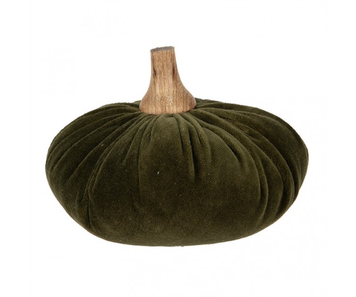 Zelená textilní dekorace dýně Pumpkin L - Ø 15*12 cm Clayre & Eef