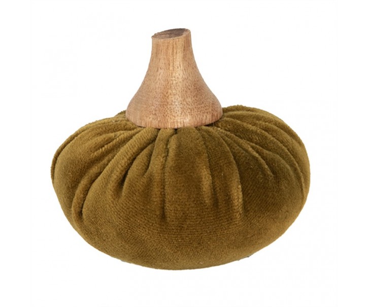 Zelená textilní dekorace dýně Pumpkin S - Ø 9*8 cm Clayre & Eef