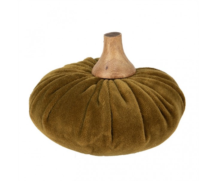 Zelená textilní dekorace dýně Pumpkin M - Ø 12*10 cm Clayre & Eef