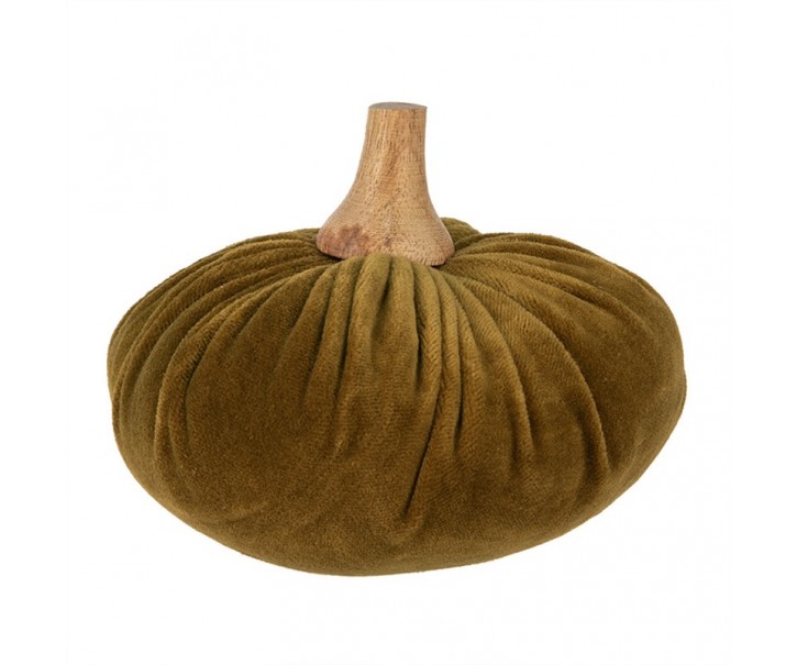 Zelená textilní dekorace dýně Pumpkin L - Ø 15*12 cm Clayre & Eef