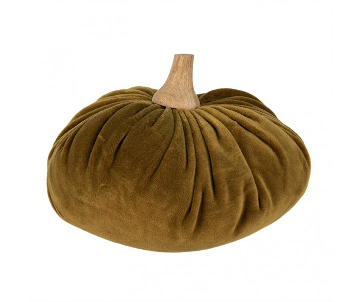 Zelená textilní dekorace dýně Pumpkin XL - Ø 20*14 cm Clayre & Eef