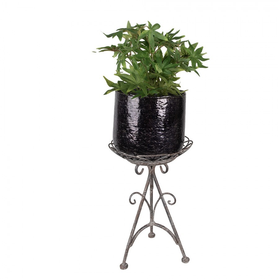 Šedý antik kovový stolek na květiny Frenchia M - Ø 22 * 32 cm Clayre & Eef Šedý antik kovový stolek na květiny Frenchia M - Ø 22 * 32 cm Clayre & Eef