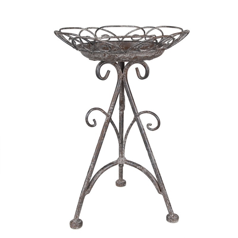 Šedý antik kovový stolek na květiny Frenchia - Ø 22 * 32 cm