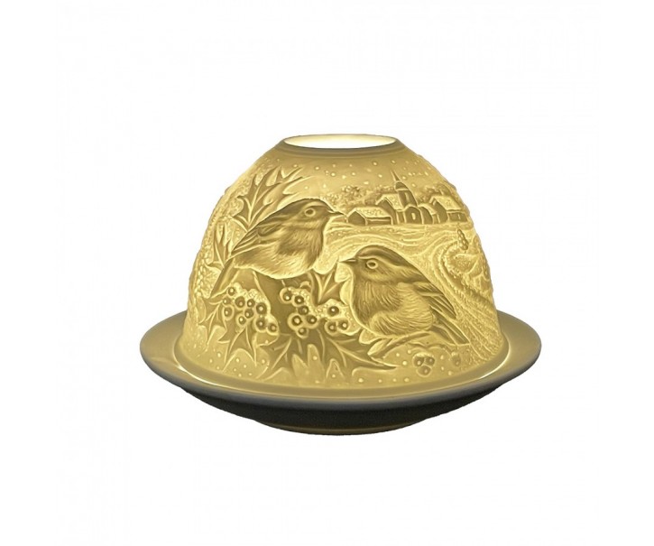 Bílý porcelánový svícen na čajovou svíčku jelen Paollo - Ø 12 * 8 cm Clayre & Eef