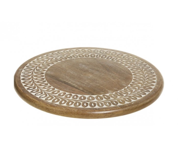 Dřevěný servírovací otočný podnos Tapas Tours Tray - Ø 40*7 cm Chic Antique
