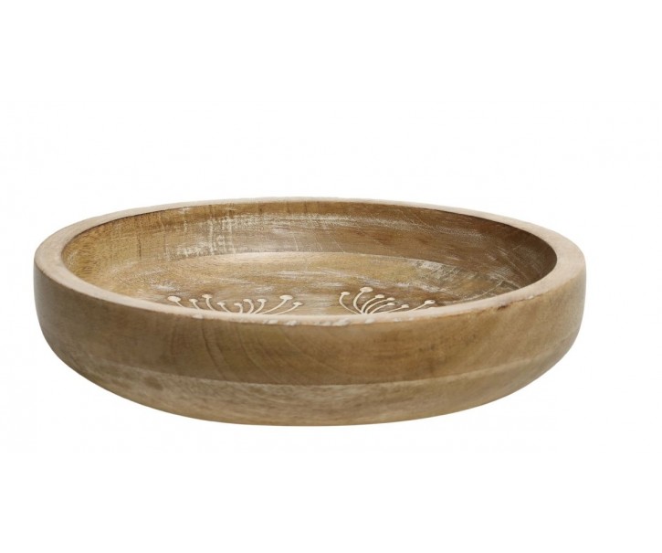 Dřevěná servírovací miska z mangového dřeva Tours Bowl - Ø 25*5 cm/ 1100ml Chic Antique