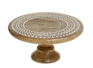 Dřevěný servírovací podnos na noze na dort Tours Tray - Ø 30*14 cm