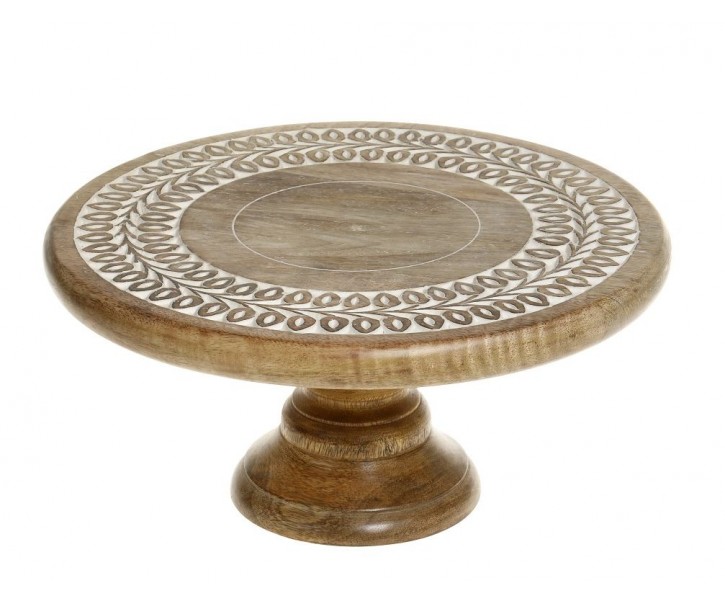 Dřevěný servírovací podnos na noze na dort Tours Tray - Ø 30*14 cm Chic Antique