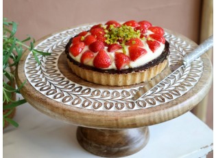 Dřevěný servírovací podnos na noze na dort Tours Tray - Ø 30*14 cm