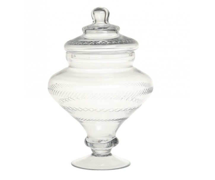 Skleněná nádoba dóza na noze s víkem Trinna - Ø 18*27 cm / 1,5L Chic Antique