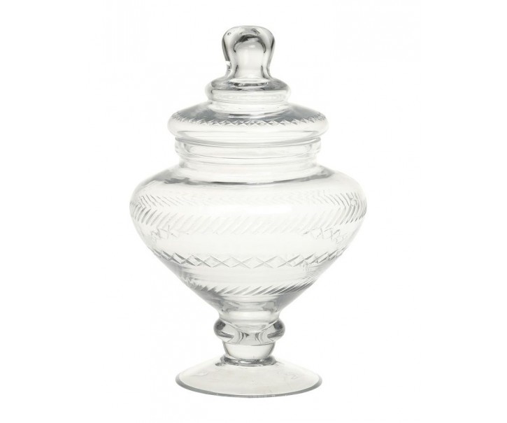 Skleněná nádoba dóza na noze s víkem Trinna - Ø 15*23 cm / 1 L Chic Antique