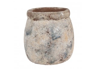 Dekorativní béžovo-hnědý antik terakotový květináč Teracci - Ø 14 * 14 cm