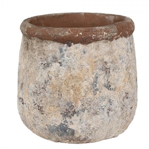 Dekorativní béžovo-zelený antik terakotový květináč Teracci - Ø 18*17 cm