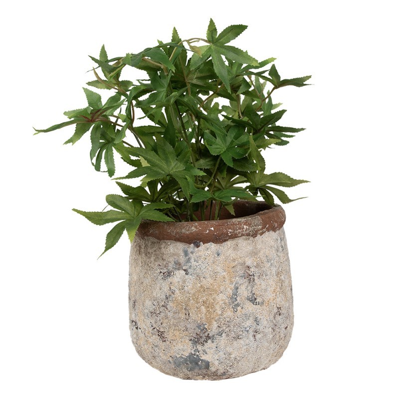 Dekorativní béžovo-zelený antik terakotový květináč Teracci - Ø 18*17 cm Clayre & Eef Dekorativní béžovo-zelený antik terakotový květináč Teracci - Ø 18*17 cm Clayre & Eef