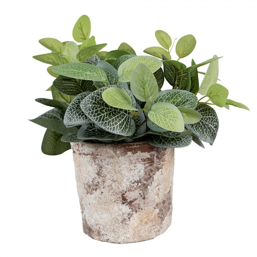 Dekorativní béžový antik terakotový květináč Teracci - Ø 18*15 cm Clayre & Eef Dekorativní béžový antik terakotový květináč Teracci - Ø 18*15 cm Clayre & Eef