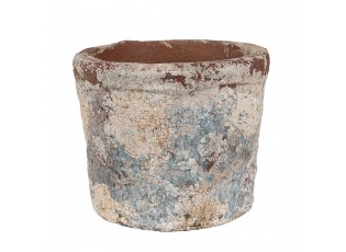 Dekorativní béžovo-modrý antik terakotový květináč Teracci S - Ø 12*10 cm