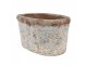Oválný dekorativní béžovo-modrý antik terakotový květináč Teracci - 19*11*10 cm Clayre & Eef