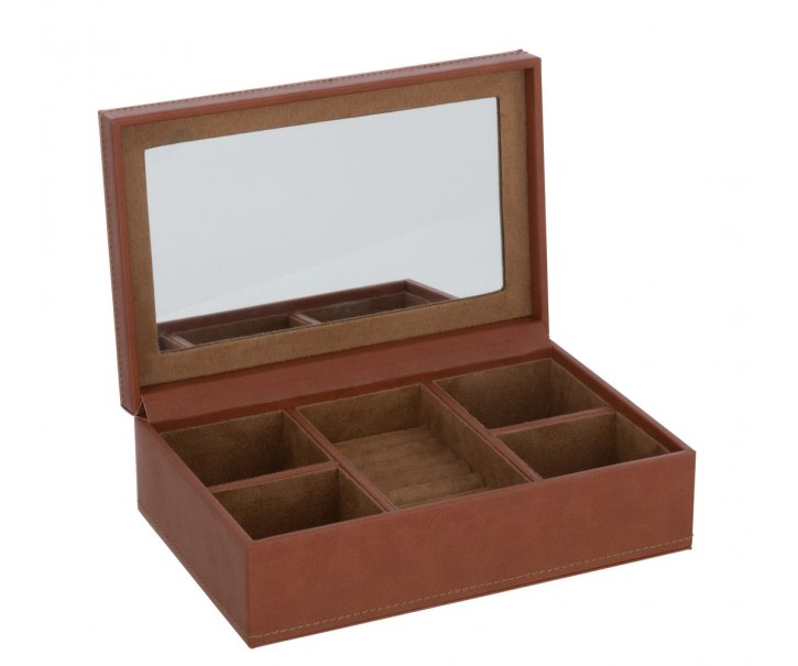 Hnědá šperkovnice z umělé kůže s 5ti přihrádkami - 21*14*7 cm J-Line by Jolipa