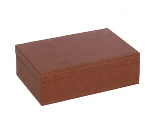 Hnědá šperkovnice z umělé kůže s 5ti přihrádkami Cognacco - 21*14*7 cm