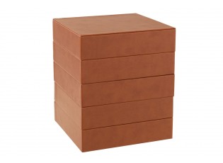 Hnědá 4-patrová šperkovnice z umělé kůže Cognacco - 20*20*22 cm