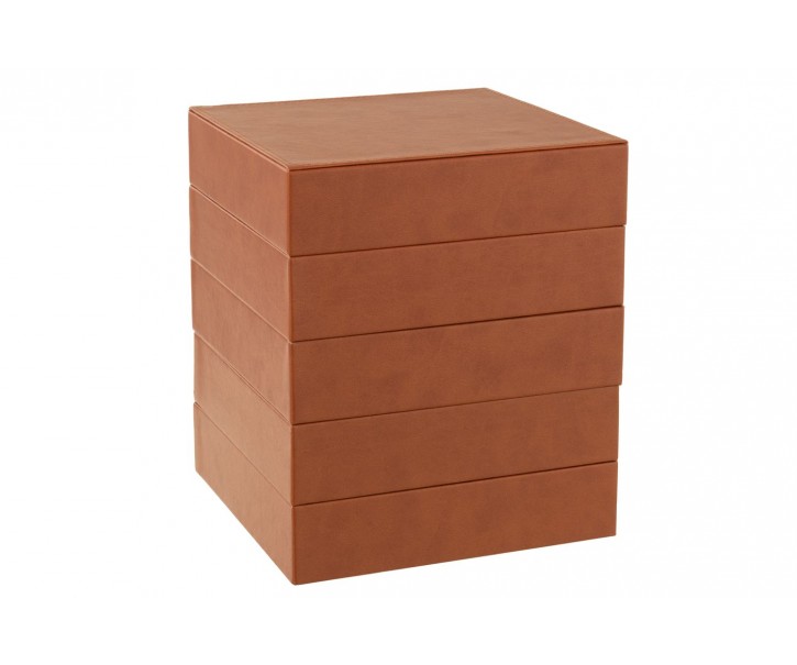 Hnědá 4-patrová šperkovnice z umělé kůže Cognacco - 20*20*22 cm J-Line by Jolipa