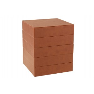 Hnědá 4-patrová šperkovnice z umělé kůže Cognacco - 20*20*22 cm