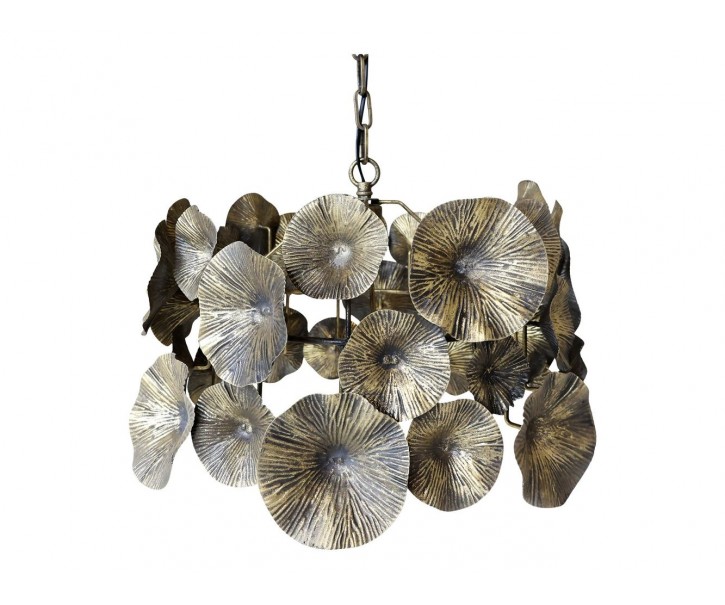 Mosazný antik kovový lustr s květy Vilolé - 51*33 cm/ E27/ 40W Chic Antique