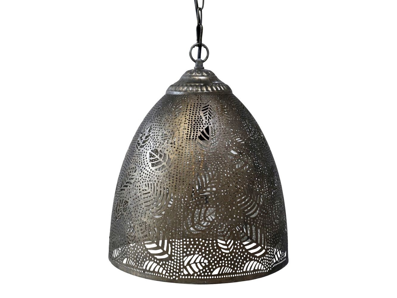 Mosazný antik kovový lustr s listy Vire - 47*59 cm/ E27/ 40W