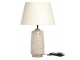 Stolní lampa s dřevěnou základnou a lněným stínidlem Pipp - 37*57 cm/ E27 Chic Antique