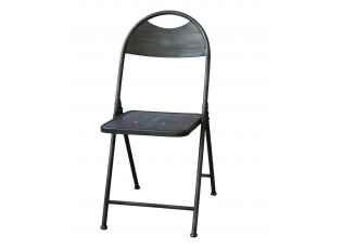 Černá antik kovová skládací židle Factory Chair - 42*53*89 cm