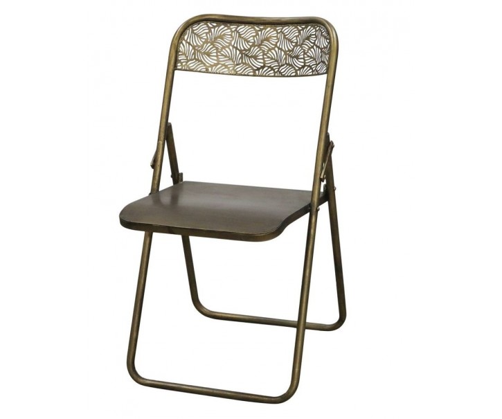 Mosazná antik kovová skládací židle Arles Chair - 52*45*82 cm Chic Antique