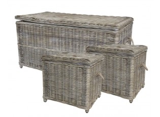 Set 3ks přírodní ratanový koš Antique - 108*52*52 / 44*48*27 cm
