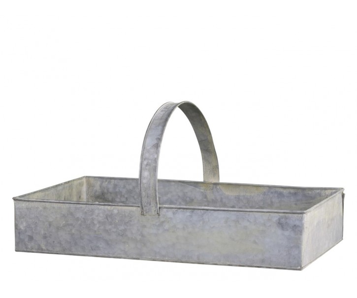 Dekorační plechový zinkový antik box podnos s rukojetí - 54*32*10 cm Chic Antique