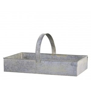 Dekorační plechový zinkový antik box podnos s rukojetí - 54*32*10 cm