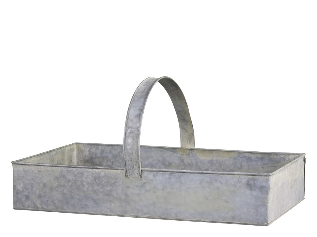 Dekorační plechový zinkový antik box podnos s rukojetí - 54*32*10 cm