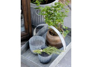 Dekorační plechový zinkový antik box podnos s rukojetí - 54*32*10 cm